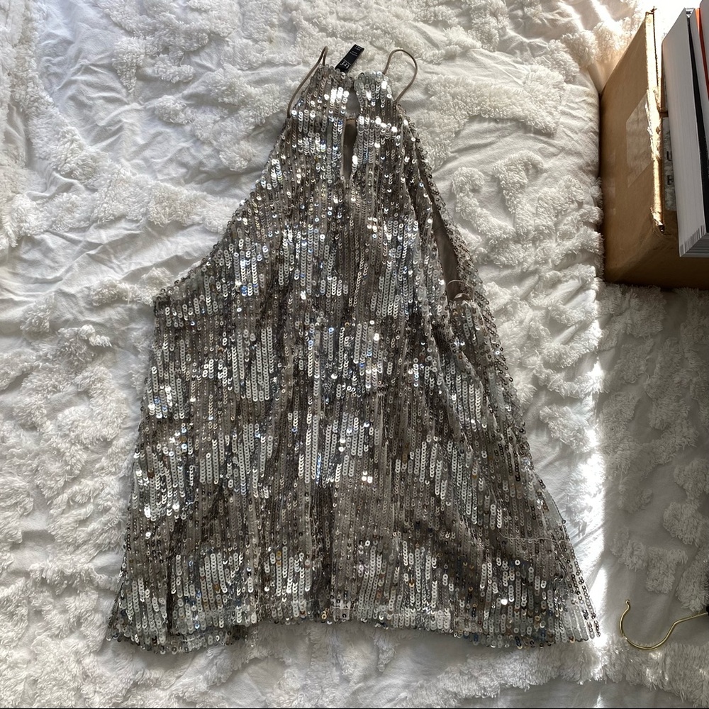 High Neck Sequin Blouse